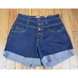 Judy Blue Button Fly Cuffed Denim Shorts Women's Size Small 24" Waist EUC
